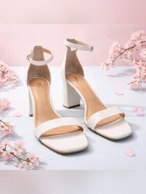 INC -NEW IN BOX- Cream Ankle-Strap Block Heel Snakeskin Sandals Sz 11